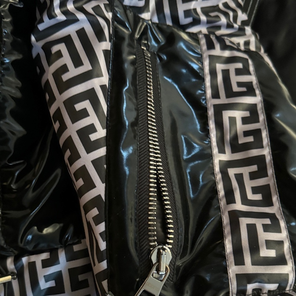 Monochrome Geometric Bomber Jacket - Black & White - Picture 10 of 10